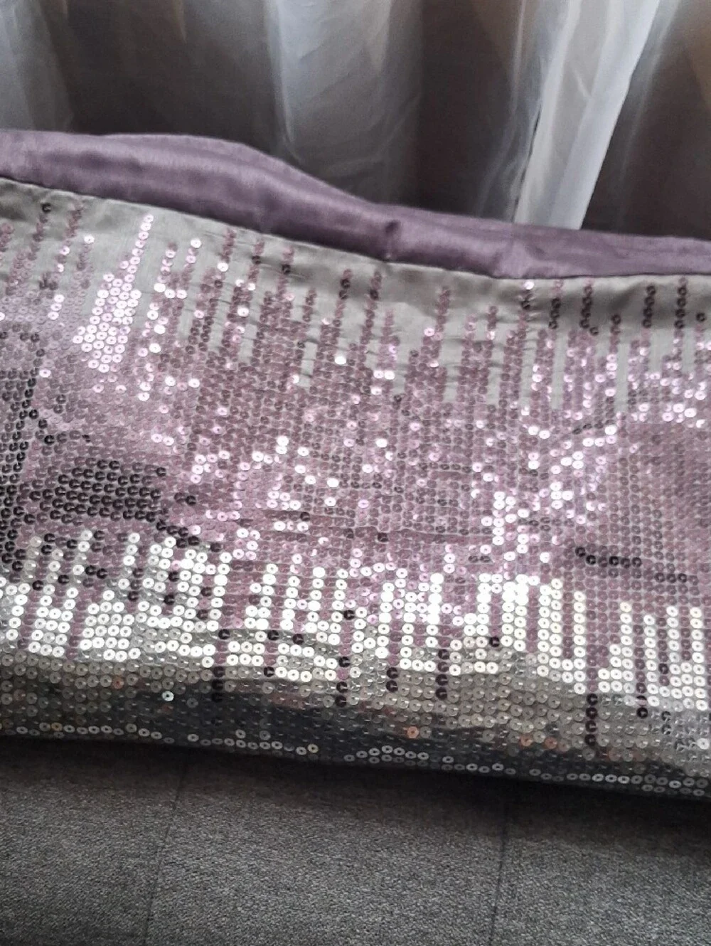 Sequin Two-Tone Shower Curtain - Gray and Plum
